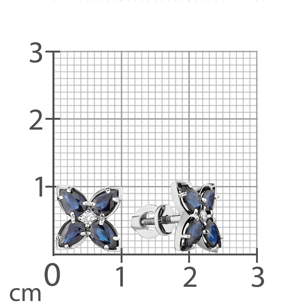 Cercei Pusete din aur alb cu pietre Diamant, Safir