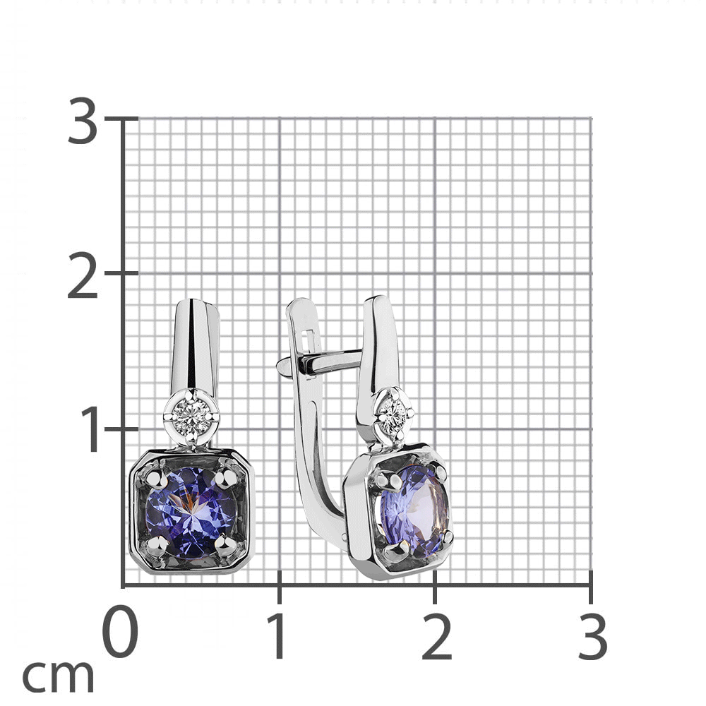Cercei din aur alb cu pietre Diamant, Tanzanit