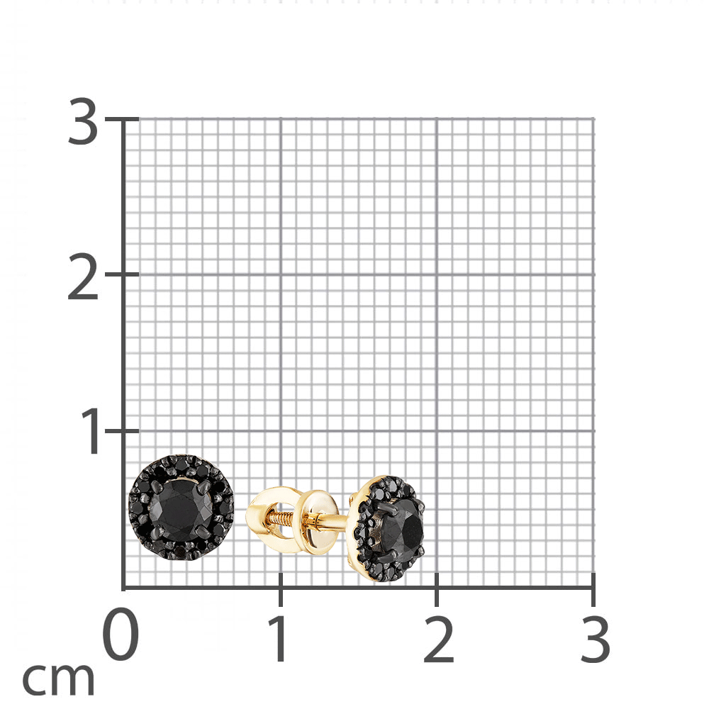 Cercei Pusete din aur galben cu pietre Diamant negru