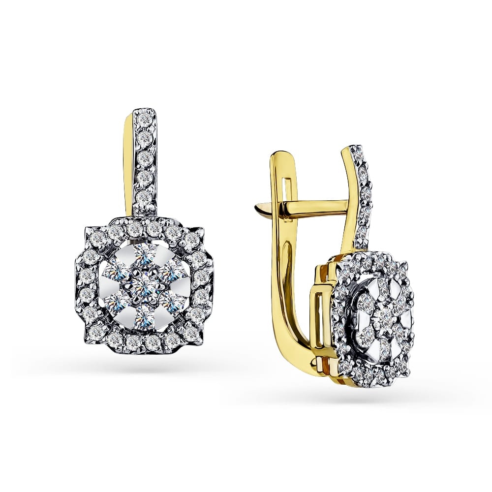 Cercei din aur galben cu pietre Diamant