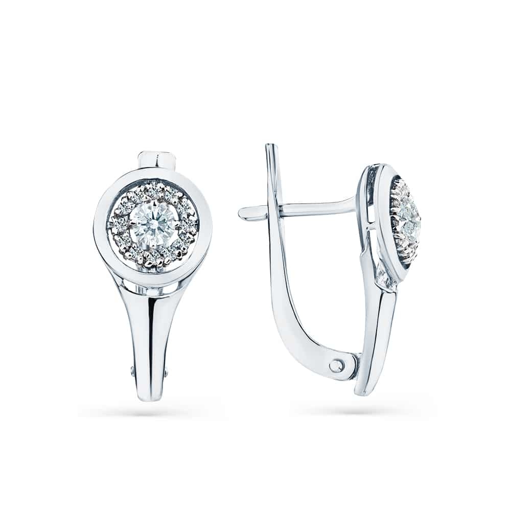 Cercei din aur alb cu pietre Cubic Zirconia Incolor