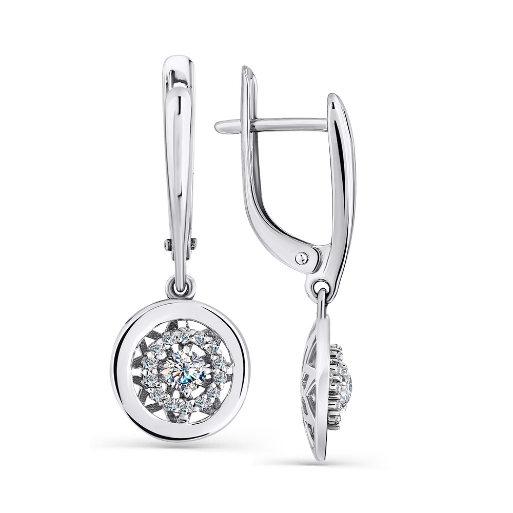 Cercei din aur alb cu pietre Cubic Zirconia Incolor