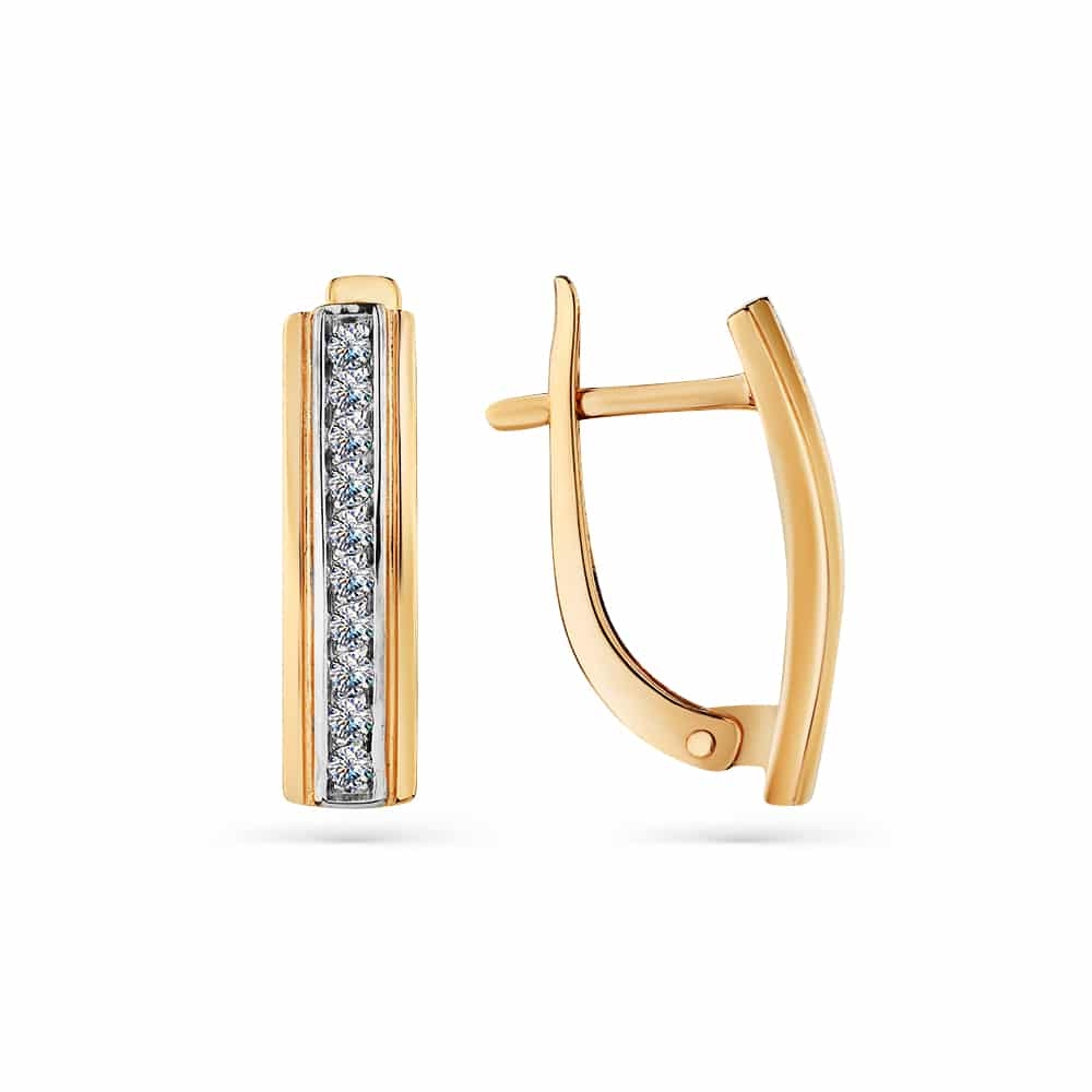Cercei din aur roz cu pietre Cubic Zirconia Incolor