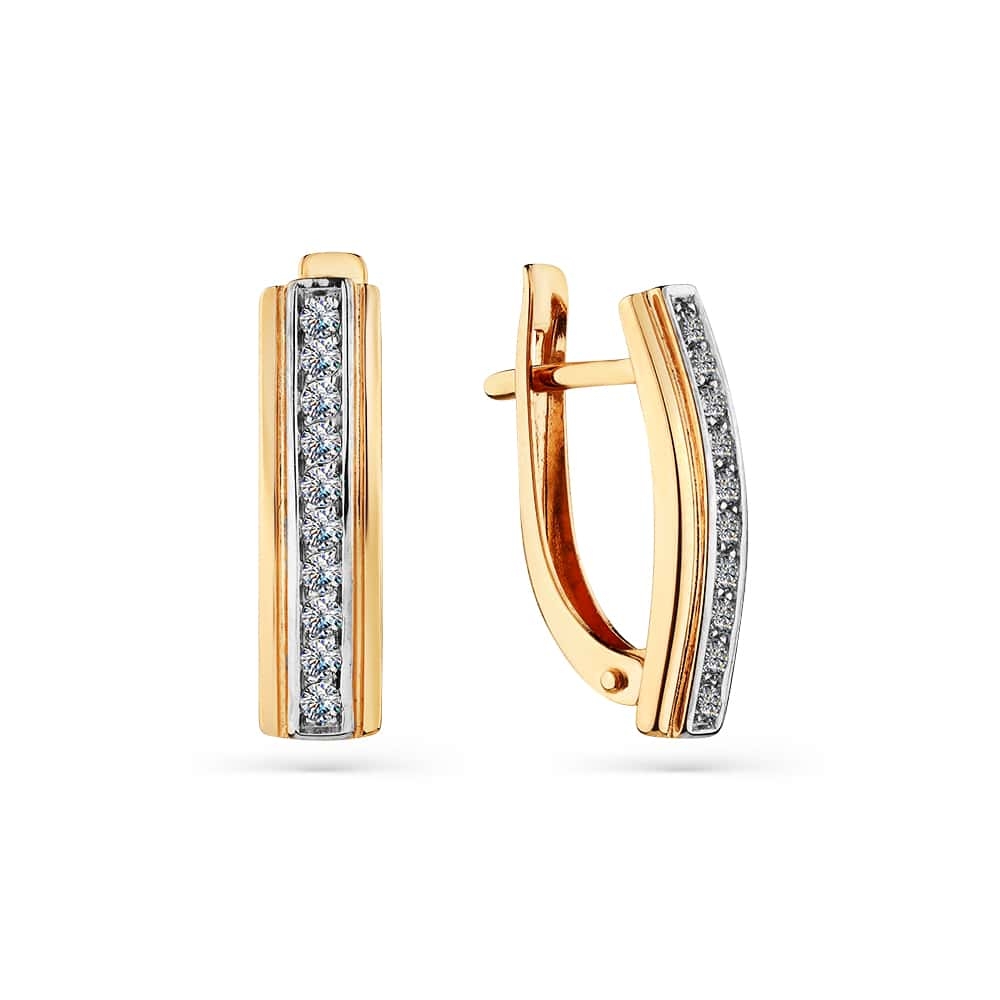 Cercei din aur roz cu pietre Cubic Zirconia Incolor