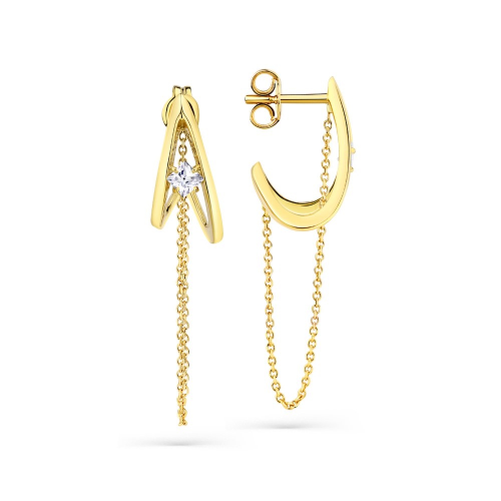 Cercei Pusete din aur galben cu pietre Cubic Zirconia Incolor