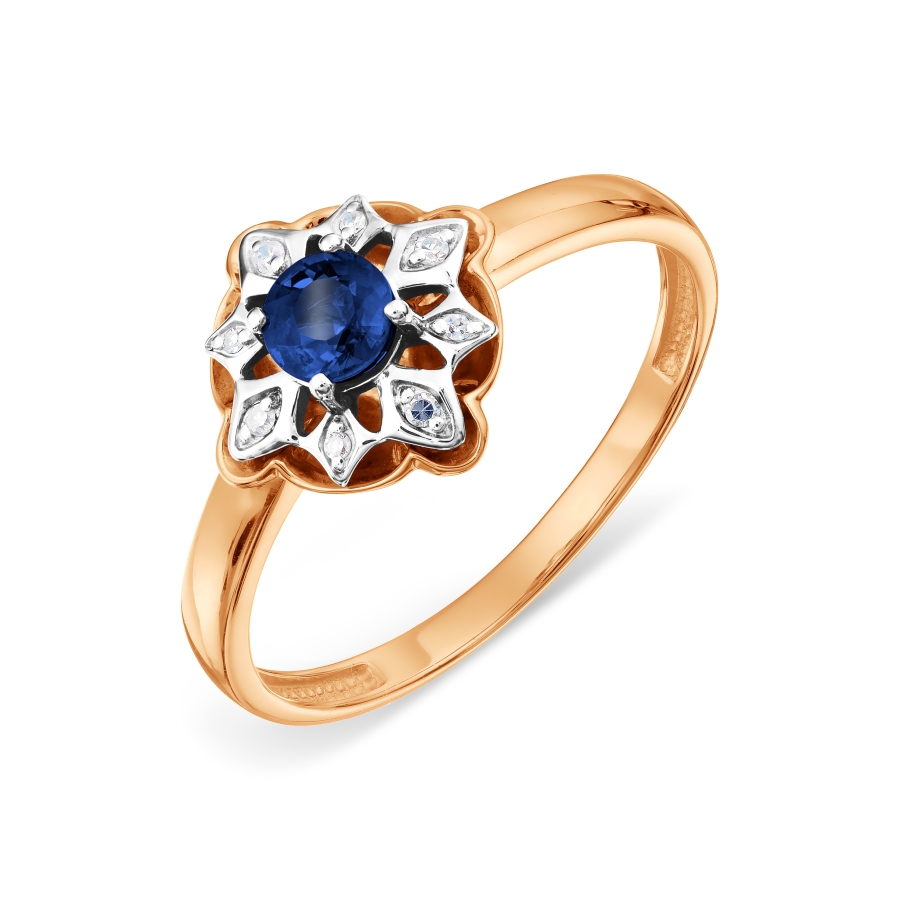 Inel din aur alb și roșu cu pietre Diamant, Safir