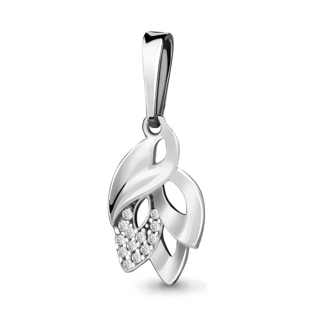 Pandantiv din aur alb cu pietre Cubic Zirconia Incolor
