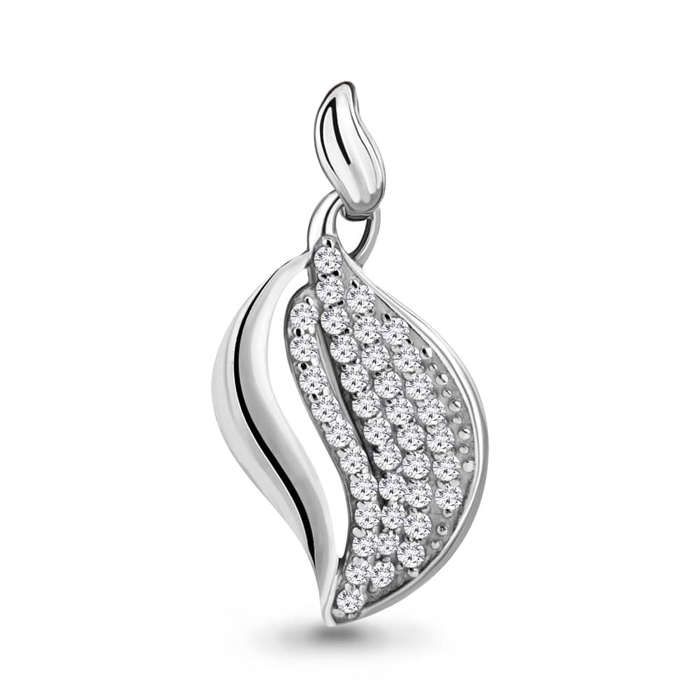Pandantiv din aur alb cu pietre Cubic Zirconia Incolor