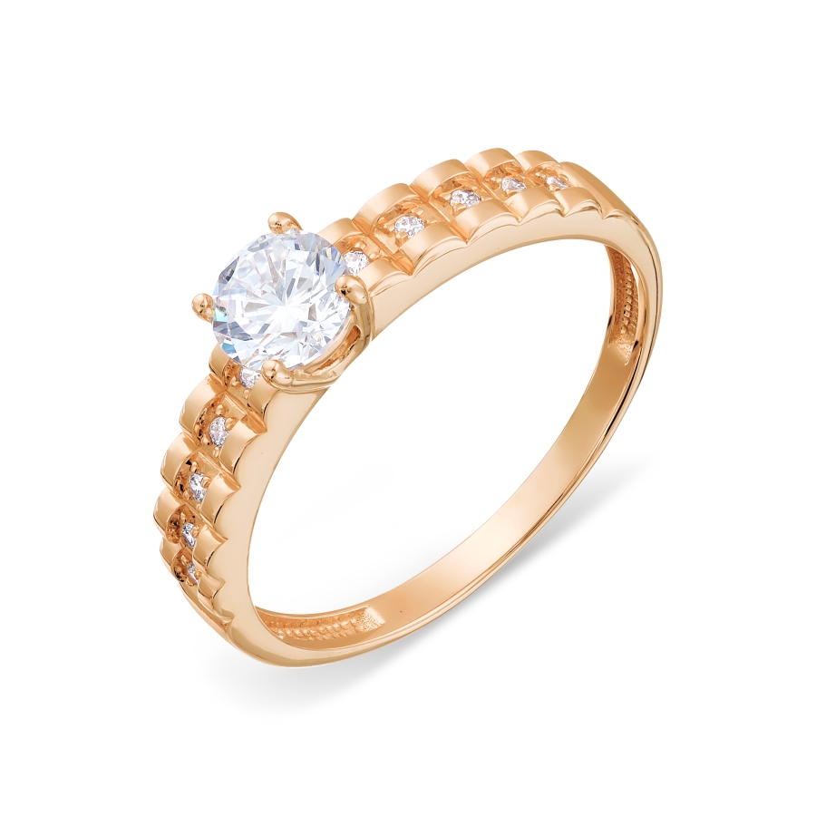 Inel din aur roșu cu pietre Cubic Zirconia Incolor