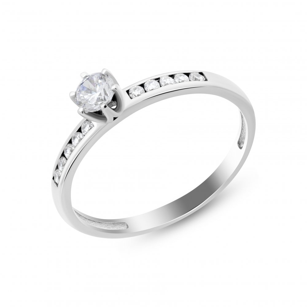 Inel din aur alb cu pietre Diamant