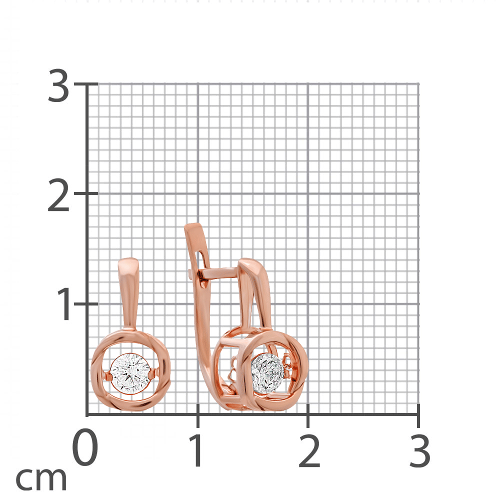 Cercei din aur roz cu pietre Diamant