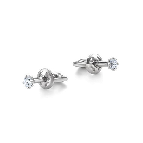 Cercei Pusete din aur alb cu pietre Diamant