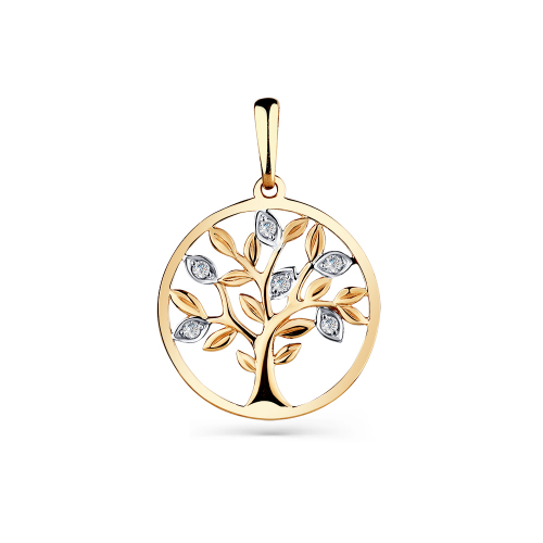 Pandantiv din aur roșu cu pietre Cubic zirconia