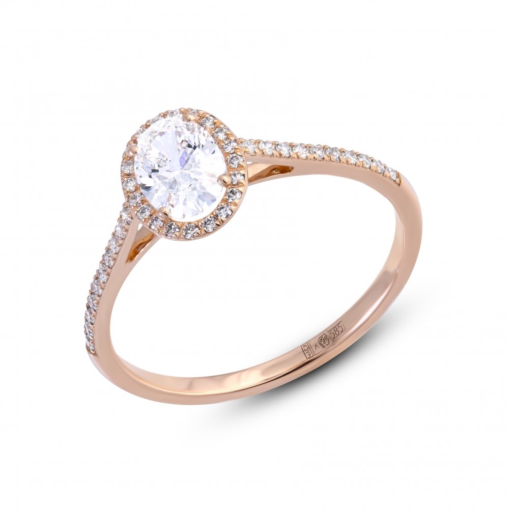 Inel din aur roz cu pietre Diamant