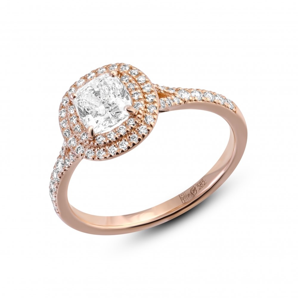 Inel din aur roz cu pietre Diamant