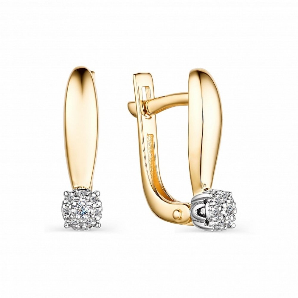 Cercei din aur galben cu pietre Diamant