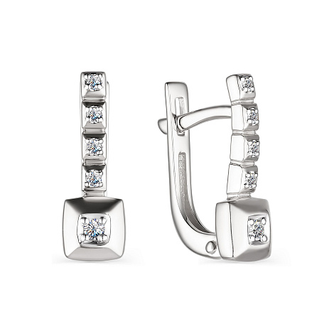 Cercei din aur alb cu pietre Diamant