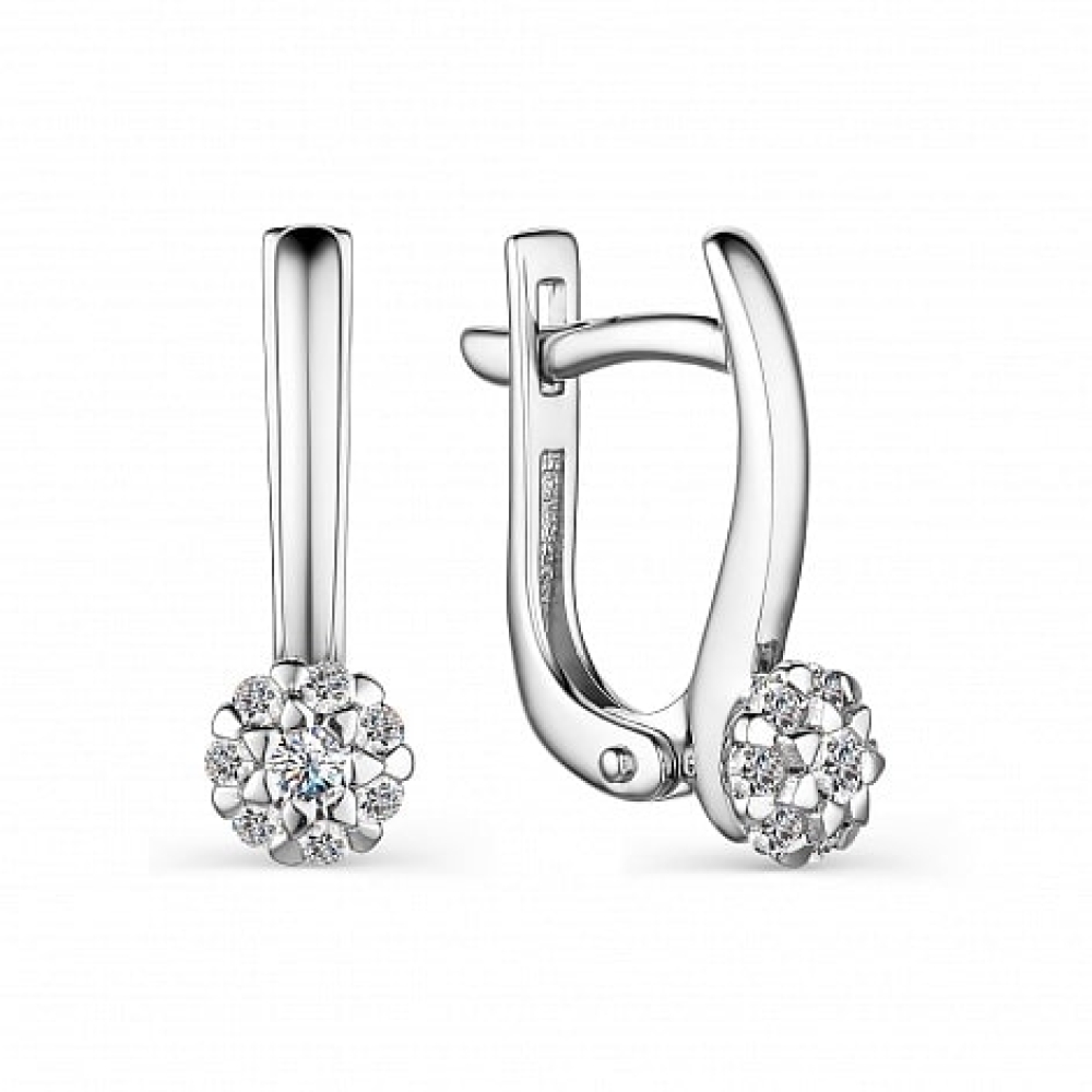 Cercei din aur alb cu pietre Diamant