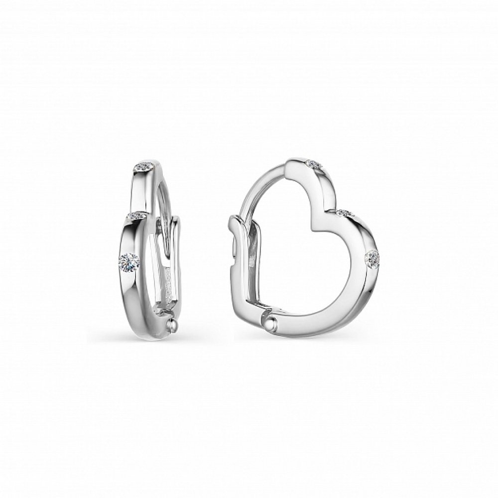 Cercei Creole din aur alb cu pietre Diamant