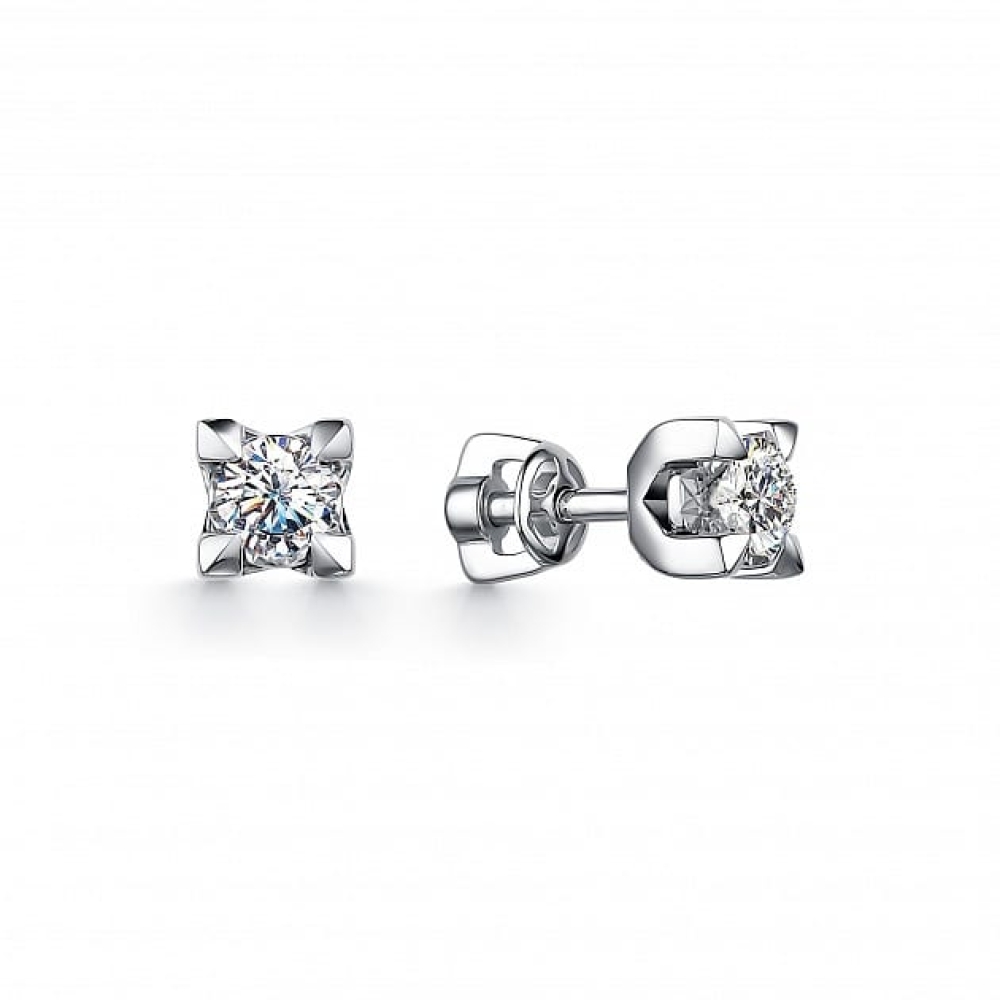 Cercei Pusete din aur alb cu pietre Diamant