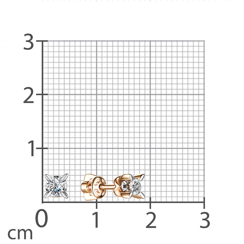 Cercei Pusete din aur roz cu pietre Diamant