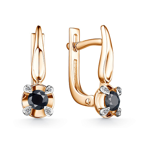 Cercei din aur roșu cu pietre Diamant, Safir