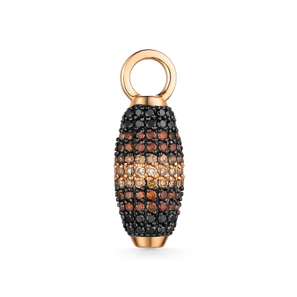 Cercei Creole din aur roz cu pietre Diamant negru, Diamant Cognac și Diamant galben