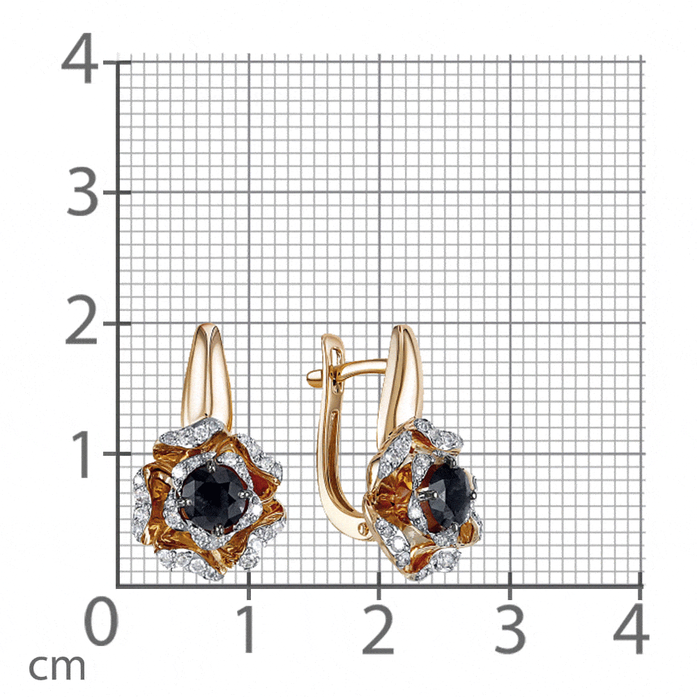 Cercei din aur roz cu pietre Diamant, Safir