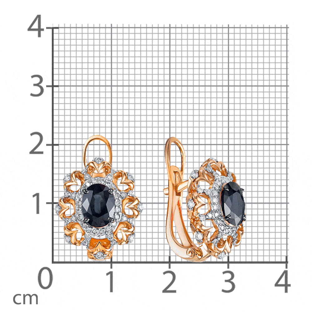 Cercei din aur roz cu pietre Diamant, Safir