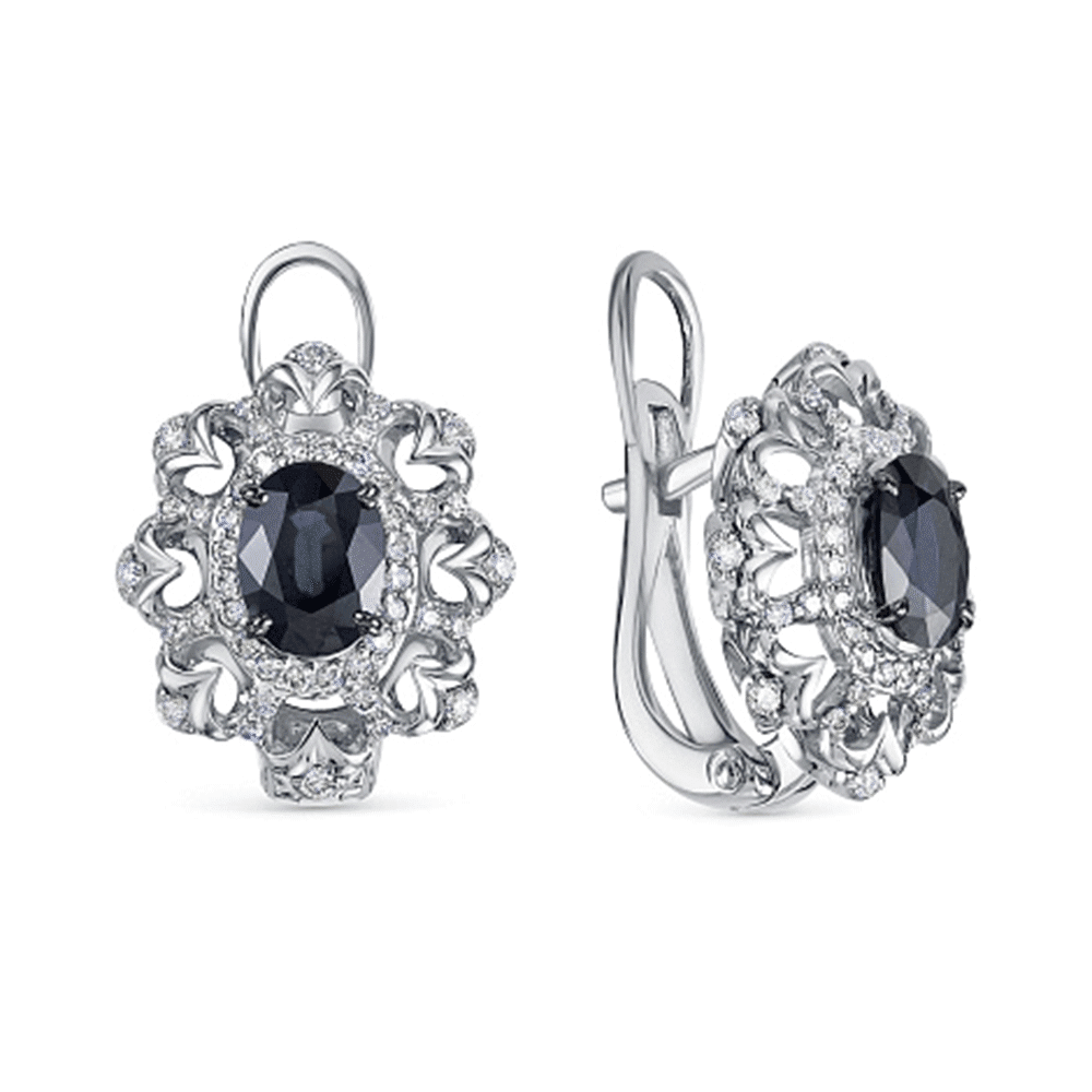 Cercei din aur alb cu pietre Diamant, Safir