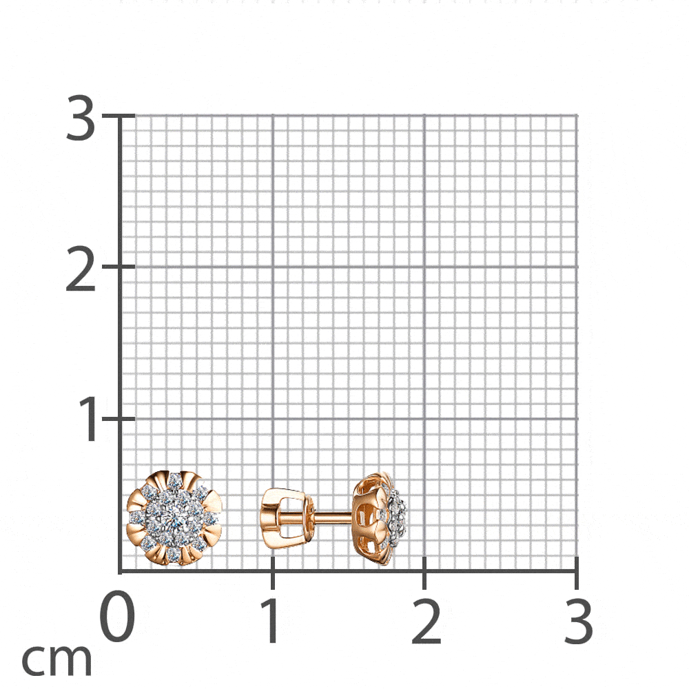 Cercei Pusete din aur roz cu pietre Diamant
