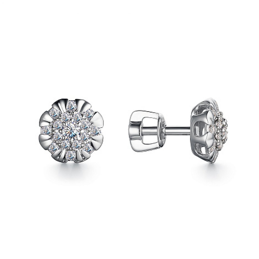Cercei Pusete din aur alb cu pietre Diamant