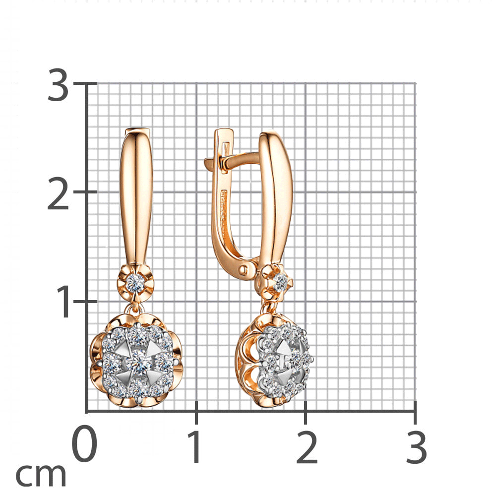 Cercei Suspendați din aur roz cu pietre Diamant