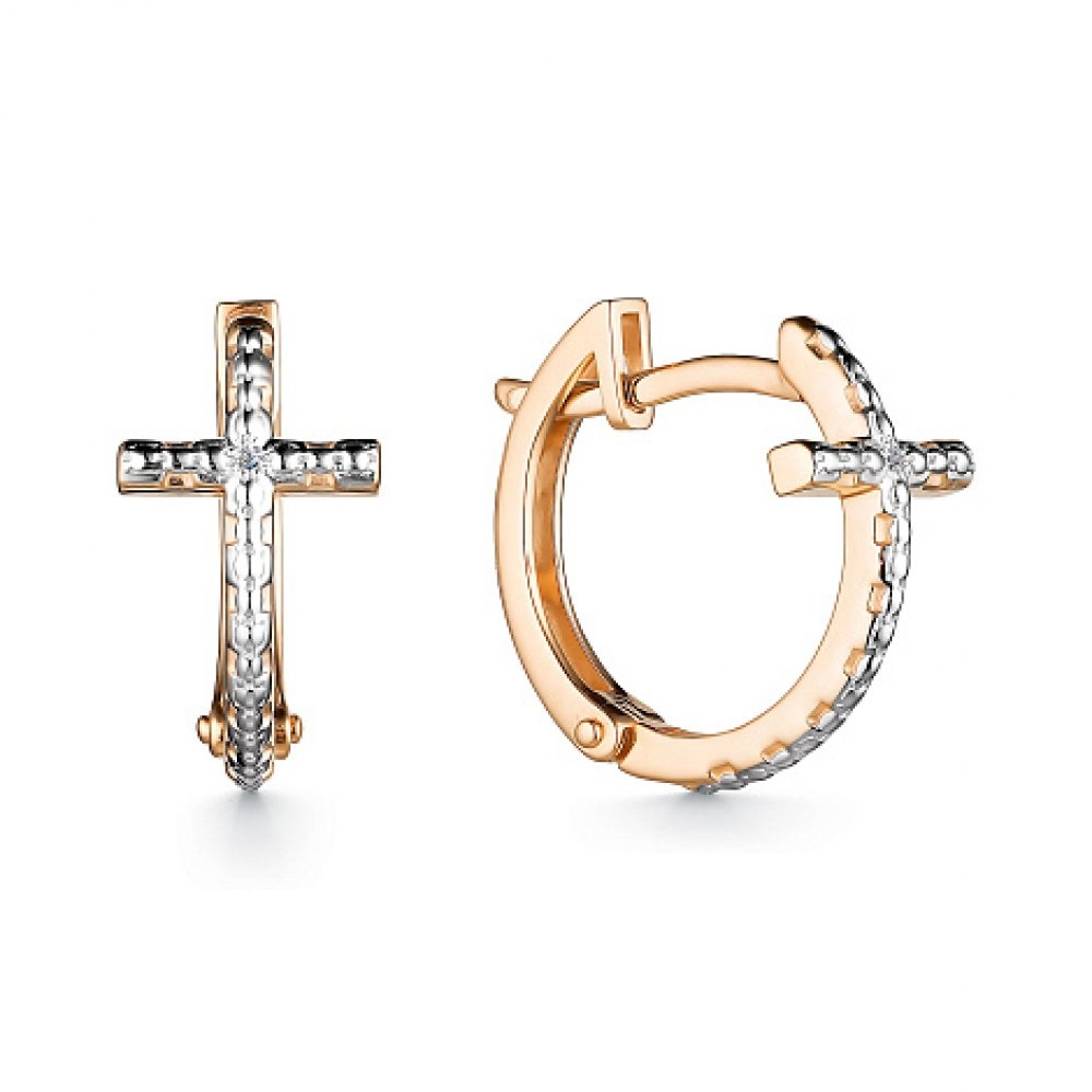 Cercei Creole din aur roz cu pietre Diamant