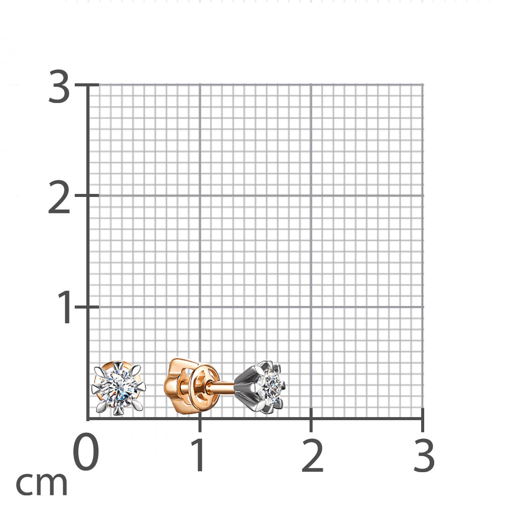 Cercei Pusete din aur roz cu pietre Diamant