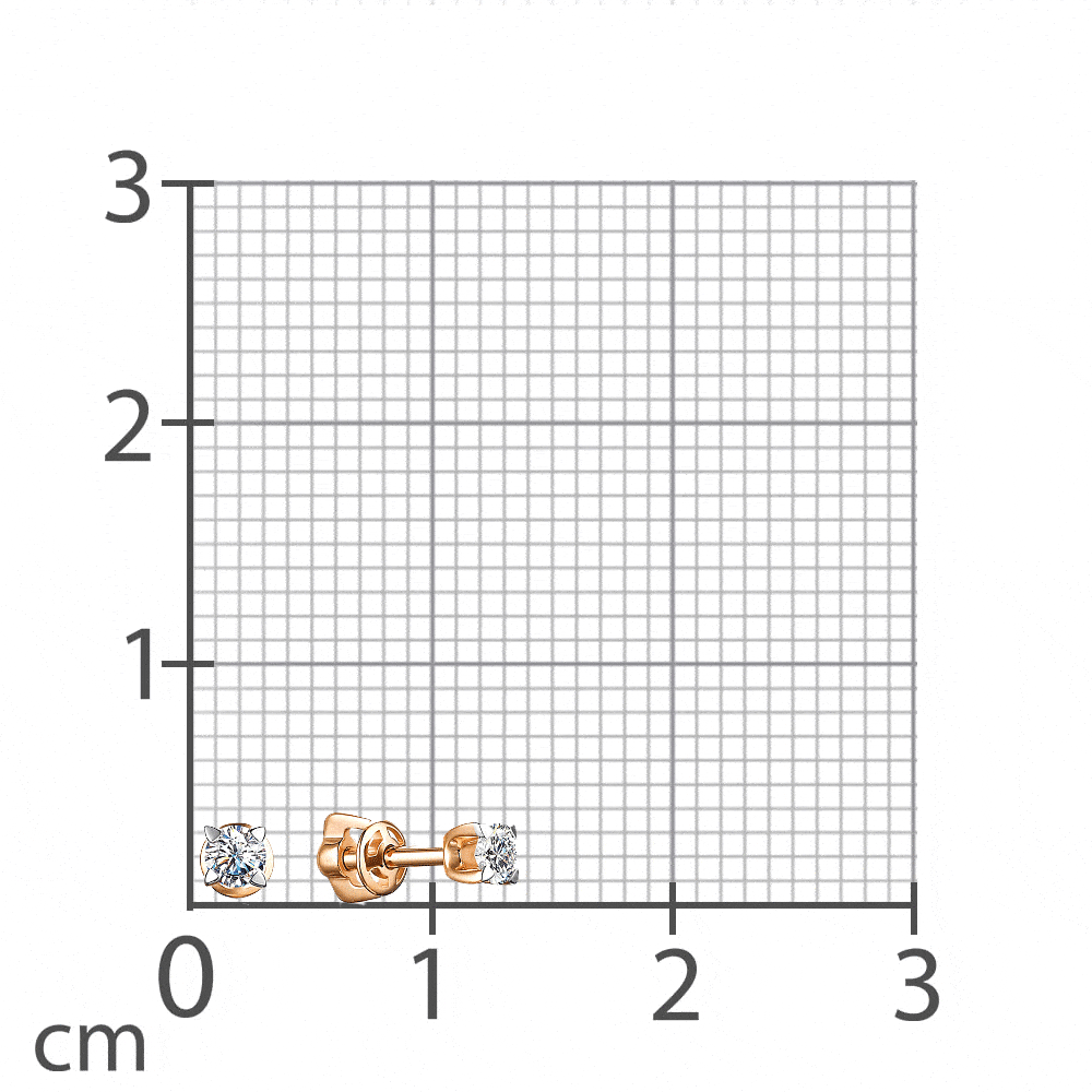 Cercei Pusete din aur roz cu pietre Diamant