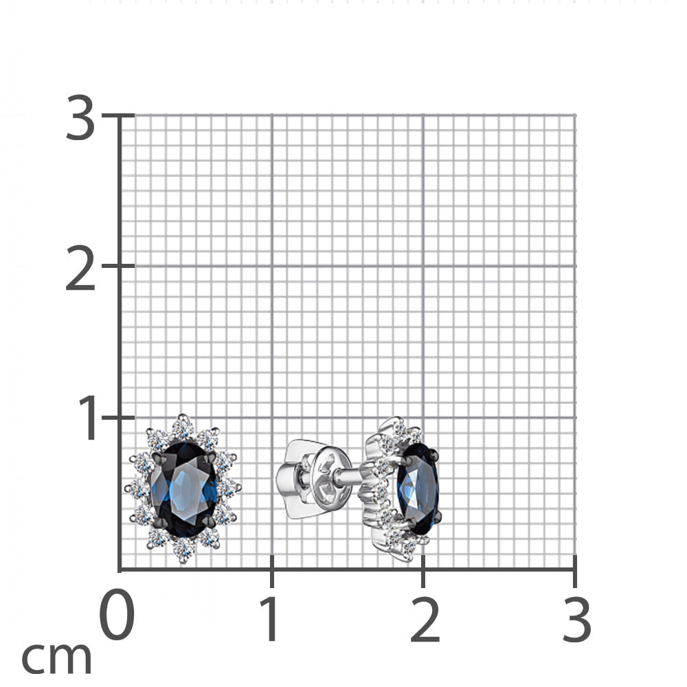 Cercei Pusete din aur alb cu pietre Diamant, Safir