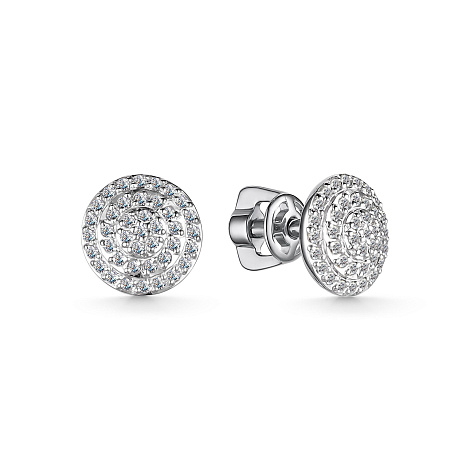 Cercei Pusete din aur alb cu pietre Diamant