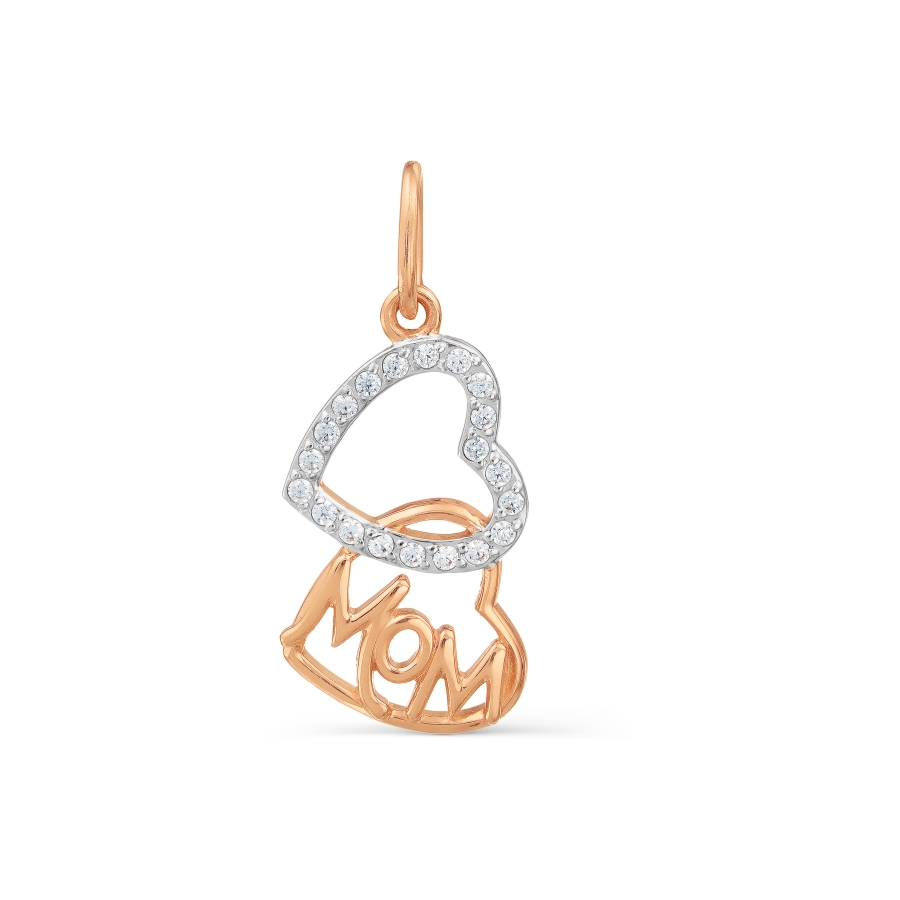 Pandantiv din aur roșu cu pietre Cubic Zirconia Incolor
