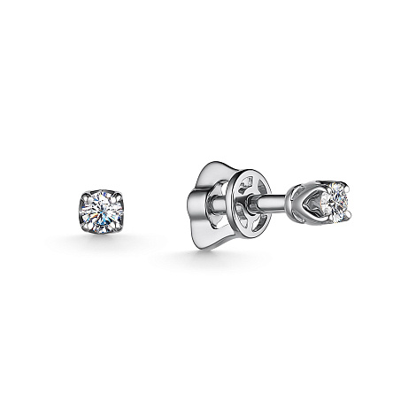 Cercei Pusete din aur alb cu pietre Diamant