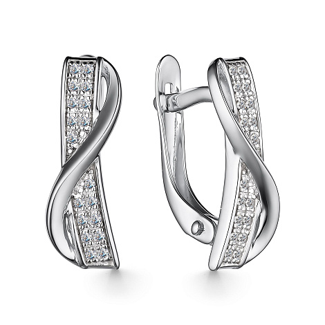 Cercei din aur alb cu pietre Diamant