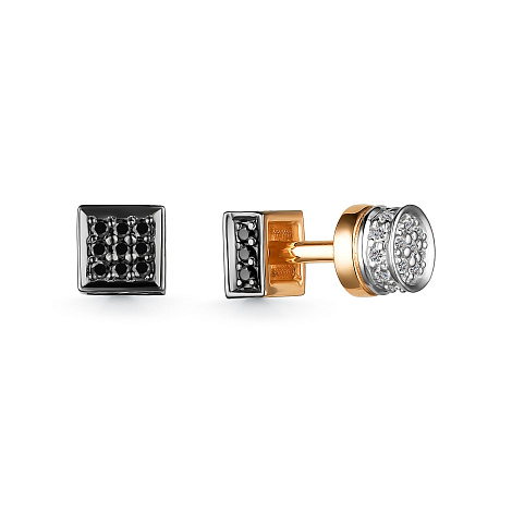 Cercei Pusete din aur roșu cu pietre Diamant, Diamant negru