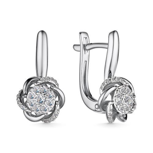 Cercei din aur alb cu pietre Diamant