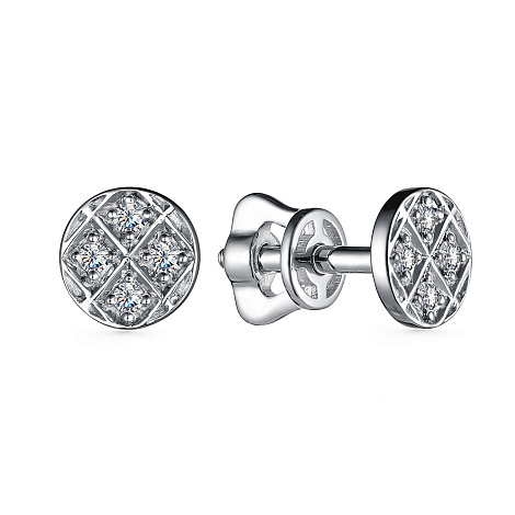 Cercei Pusete din aur alb cu pietre Diamant