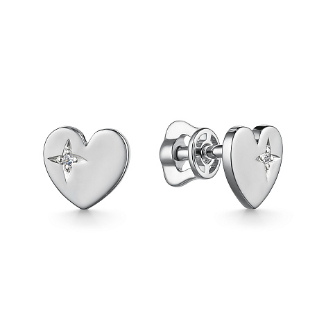 Cercei Pusete din aur alb cu pietre Diamant
