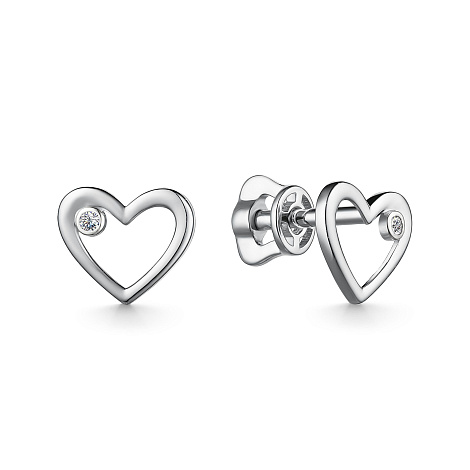 Cercei Pusete din aur alb cu pietre Diamant