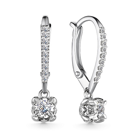 Cruce din aur alb cu pietre Diamant