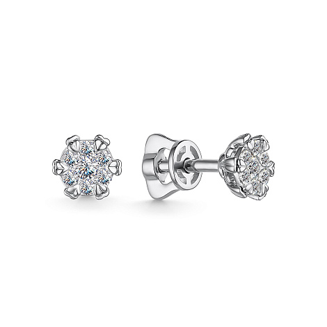 Cercei Pusete din aur alb cu pietre Diamant