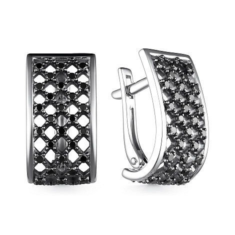Cercei din aur alb cu pietre Diamant negru
