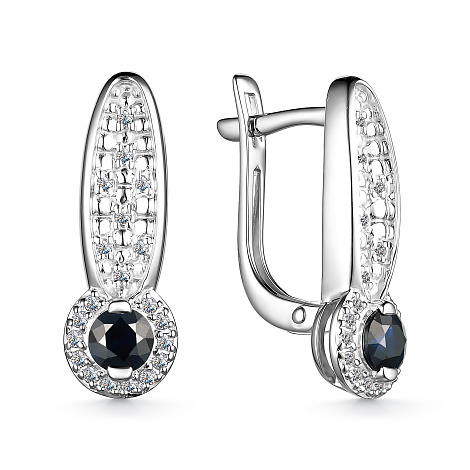 Cercei din aur alb cu pietre Diamant, Safir